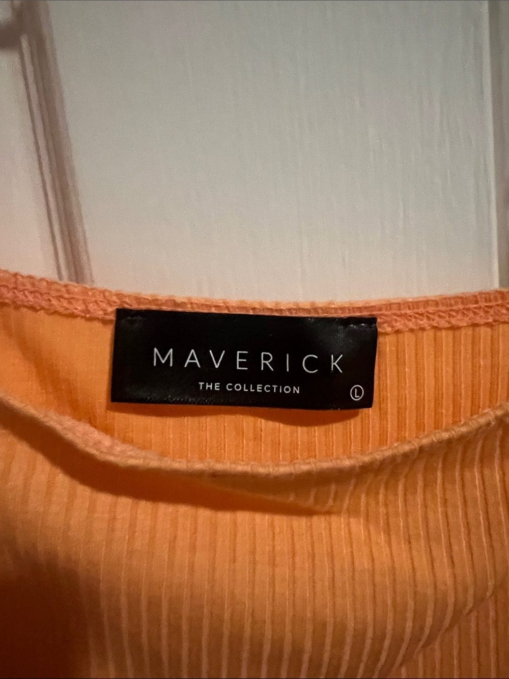 Orange Ribbed Ruffle-Strap Bodysuit - Picture 2 of 4